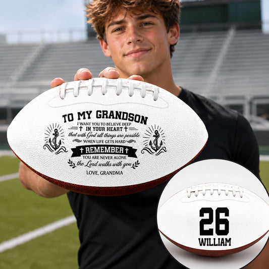 To My Grandson I Want You To Believe Deep In Your Heart | Personalized Football