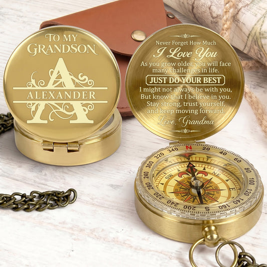 To My Grandson Never Forget How Much I Love You | Personalized Compass