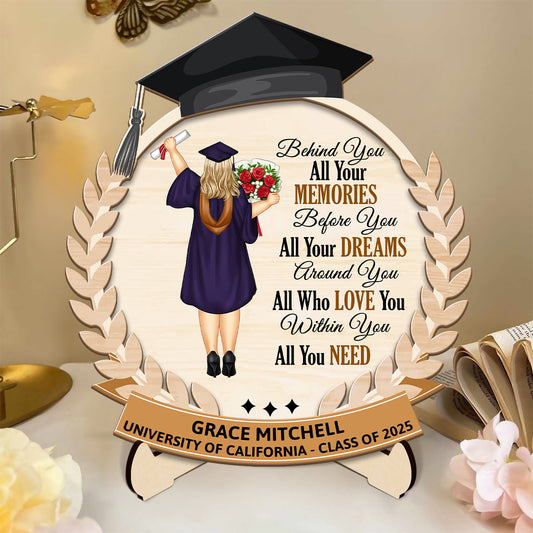 Behind You All Your Memories | Personalized 2-Layered Wooden Plaque