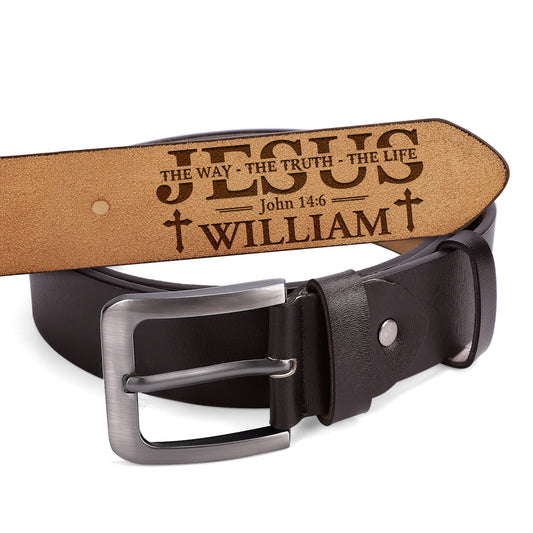 Jesus The Way The Truth The Life | Personalized Engraved Leather Belt