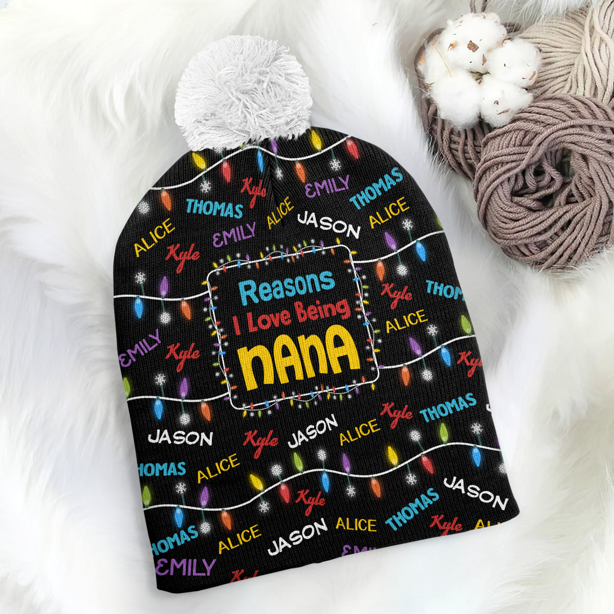 Reasons I Love Being Nana/Papa/ Mom/Dad | Personalized Bobble Beanie Hat JSBBHPPA2526D