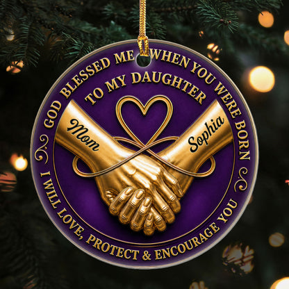 God Blessed Me When You Were Born | Personalized 3D Relief Round Ceramic Ornament