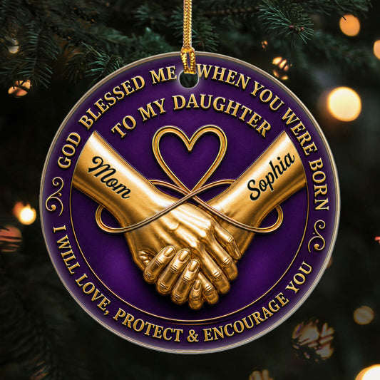 God Blessed Me When You Were Born | Personalized 3D Relief Round Ceramic Ornament