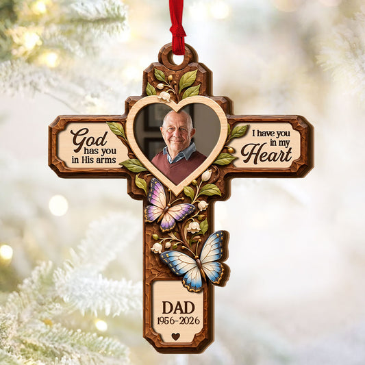 God Has You In His Arms | Personalized 2-Layered Wooden Ornament