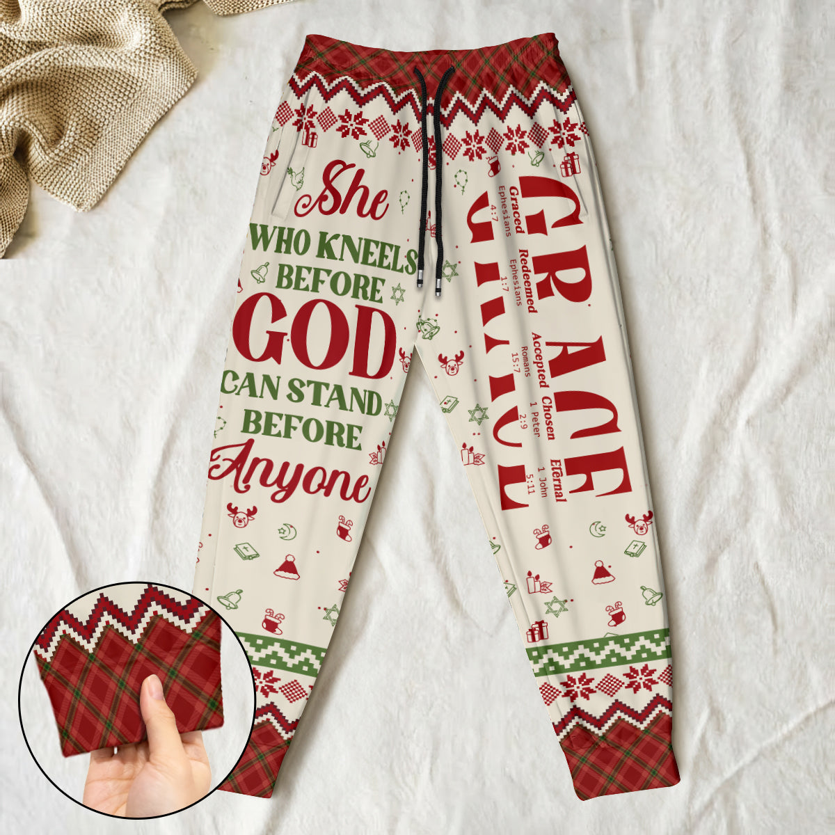 She Who Kneels Before God Can Stand Before Anyone | Personalized Sweatpants