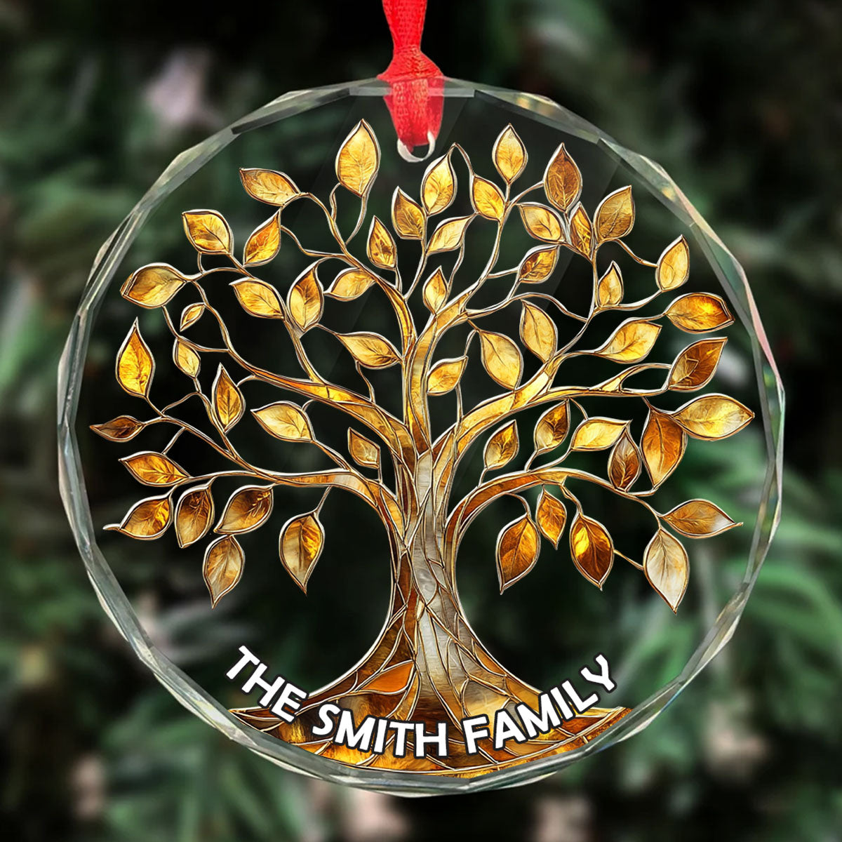 Family Tree Of Life | Personalized 1-Side Round Glass Ornament JSURGOPHLL2717TA