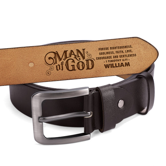 Man Of God | Personalized Engraved Leather Belt