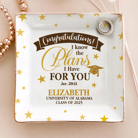 I Know The Plans I Have For You | Personalized Ceramic Ring Dish Square