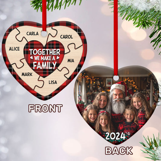 Together We Make A Family | Personalized Heart Shaped Ceramic Ornament JSHCOHLPA2576T