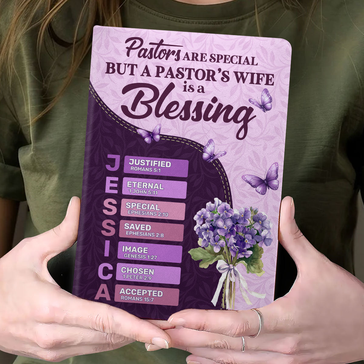 Pastor's Wife Is A Blessing | Personalized Leather Cover Notebook