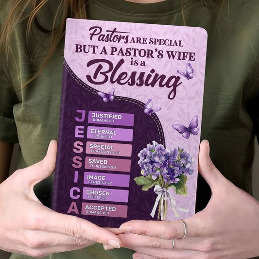 Pastor's Wife Is A Blessing | Personalized Leather Cover Notebook