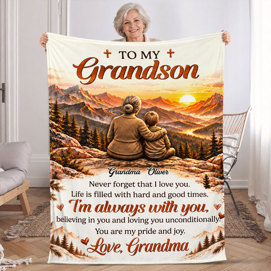 To My Grandson Never Forget That I Love You | Personalized Fleece Blanket