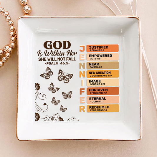 God Is Within Her She Will Not Fall | Personalized Jewelry Dish