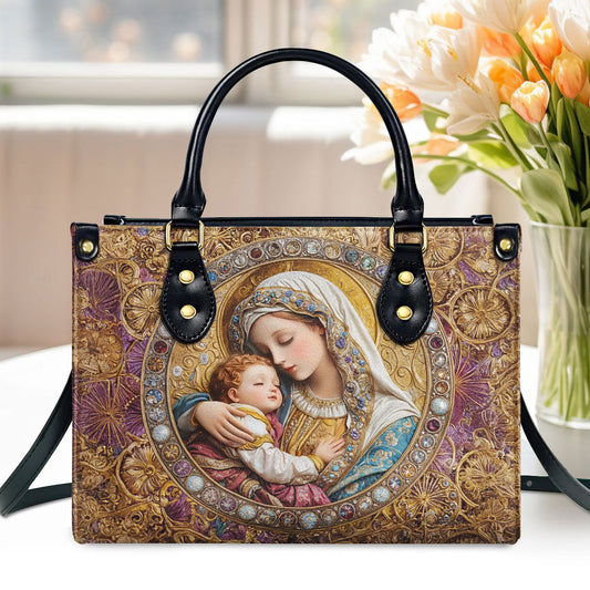 Divine Madonna And Child | Leather Handbag