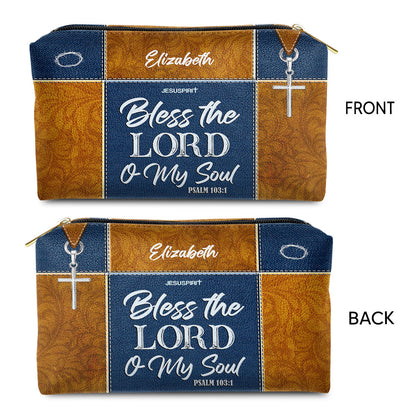 Jesuspirit Personalized Zippered Leather Pouch | Psalm 103:1 | Bless The Lord O My Soul | Religious Gift For Worship Friend LPHN675
