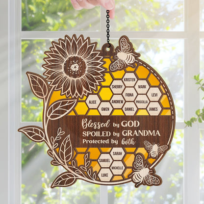 Blessed By God | Personalized Window Hanging Suncatcher JSWHSCHLH1492L