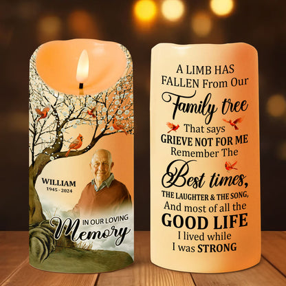 A Limb Has Fallen From Our Family Tree | Personalized Flameless LED Candle