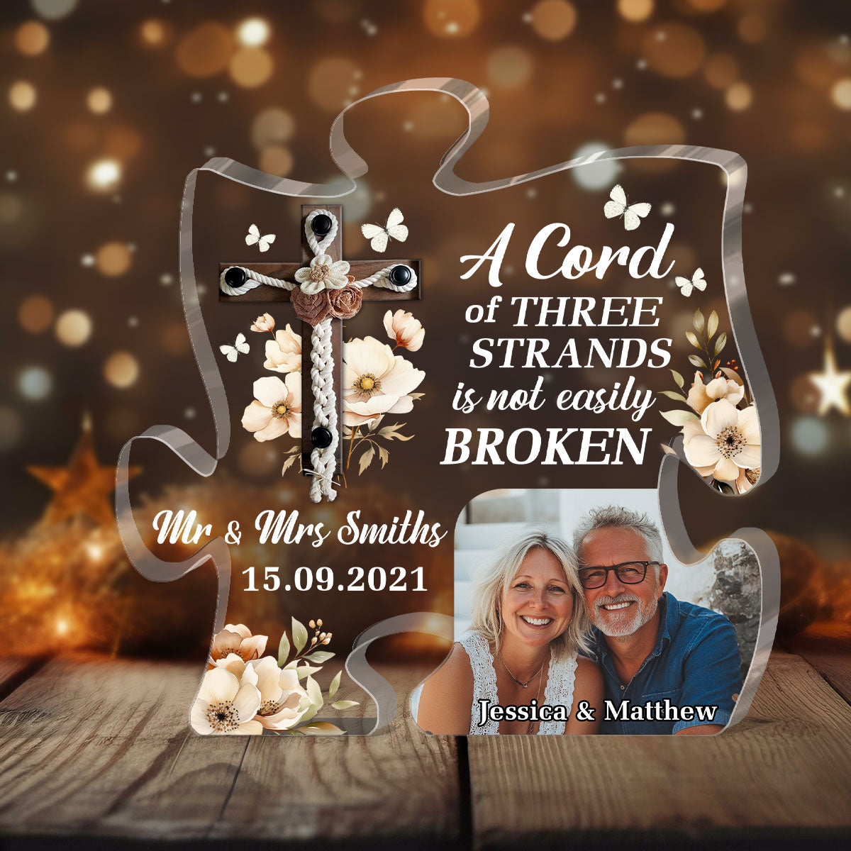 A Cord Of Three Strands Is Not Easily Broken | Personalized Custom Shaped Squared Acrylic Plaque