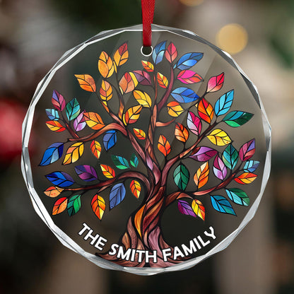 Family Tree Of Life | Personalized 1-Side Round Glass Ornament JSURGOPHLL2717TA