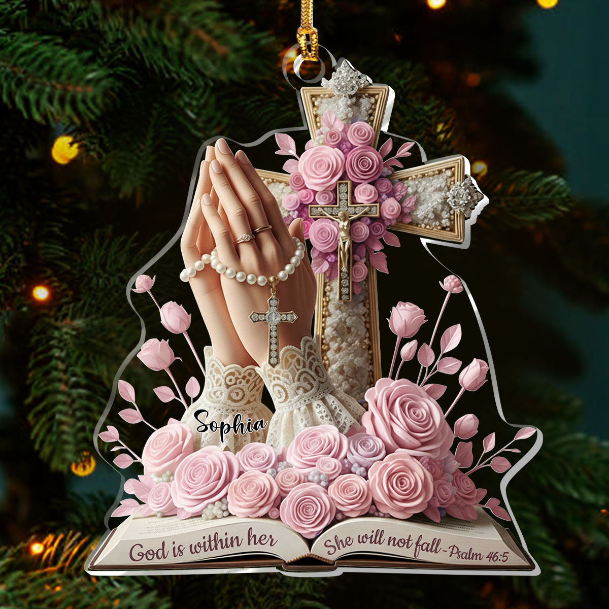 God Is Within Her She Will Not Fall | Personalized 1-Layer Acrylic Ornament