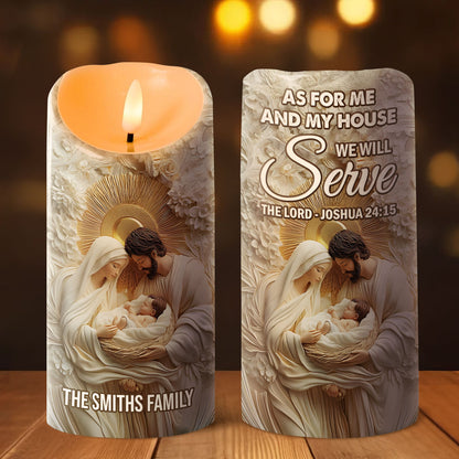 As For Me And My House We Will Serve The Lord | Personalized Flameless LED Candle