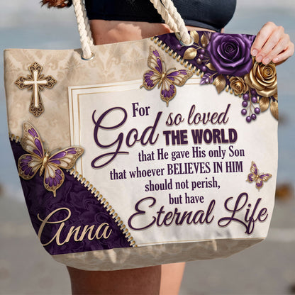 For God So Loved The World | Personalized Beach Bag