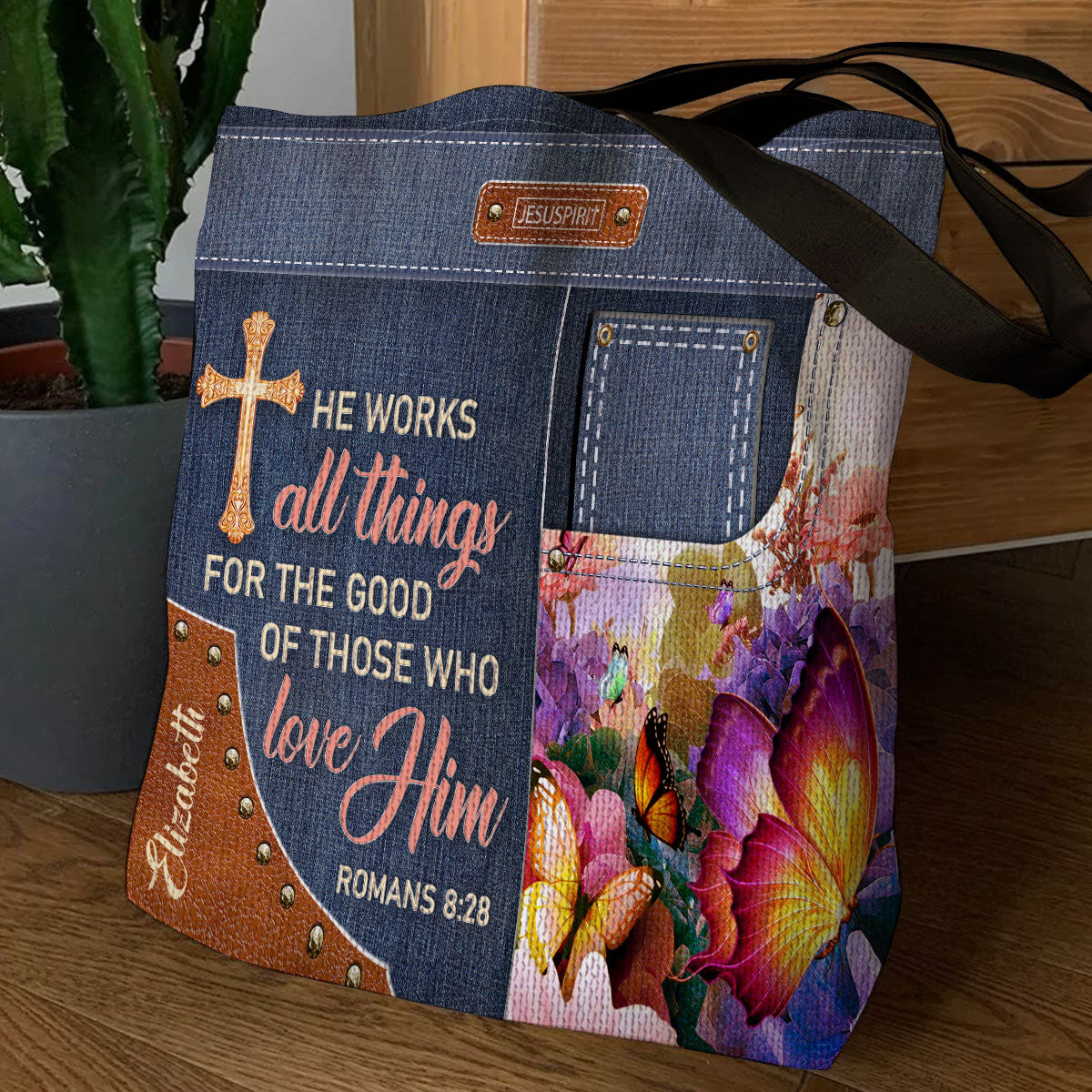 He Works All Things For The Good Of Those Who Love Him - Special Personalized Tote Bag NUM315