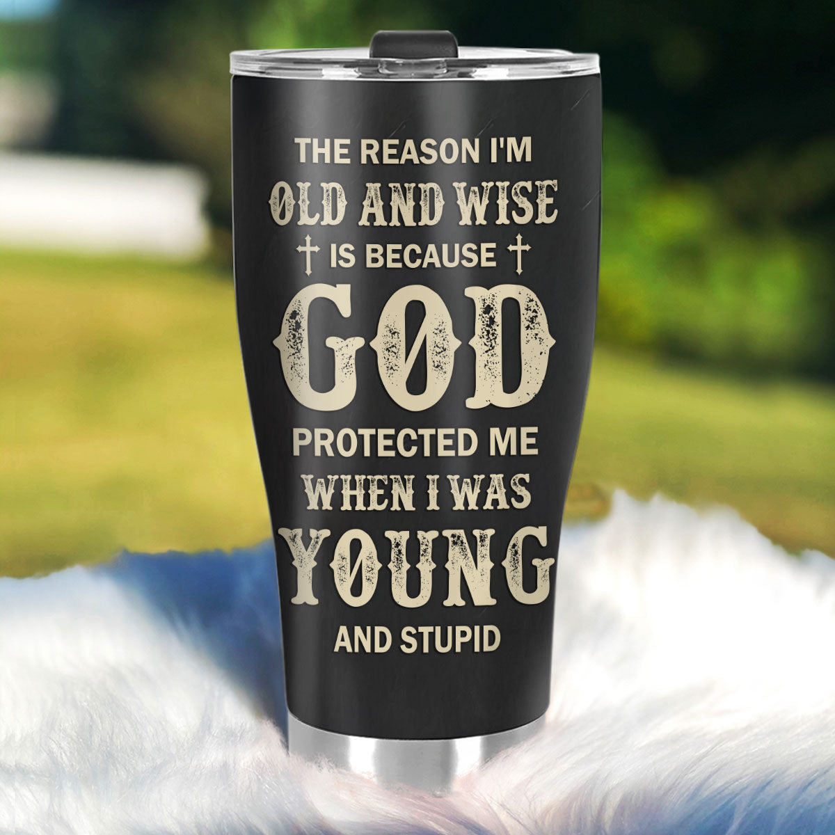 The Reason I'm Old And Wise Jesus Lion | Personalized Stainless Steel Tumbler