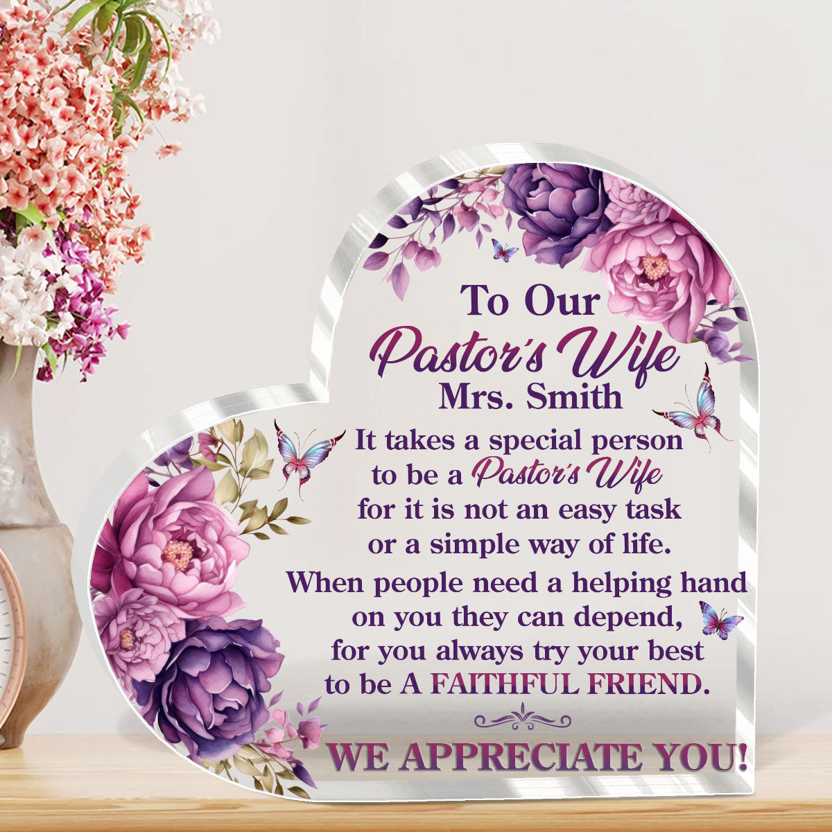 To Our Pastor' Wife | Personalized Custom Shaped Squared Acrylic Plaque