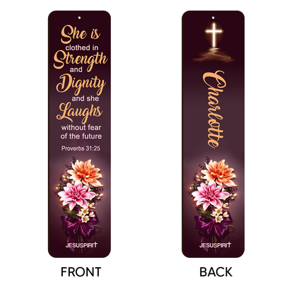Personalized Wooden Bookmarks - She Is Clothed With Strength And Dignity BM08