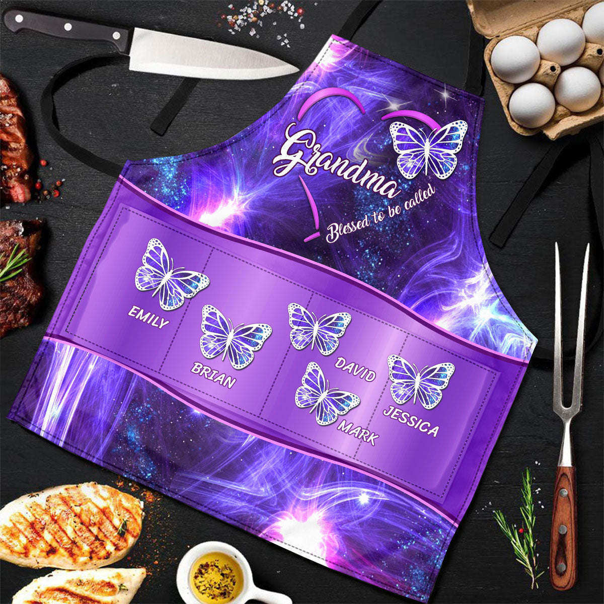 Grandma Butterfly | Personalized Apron With Pocket