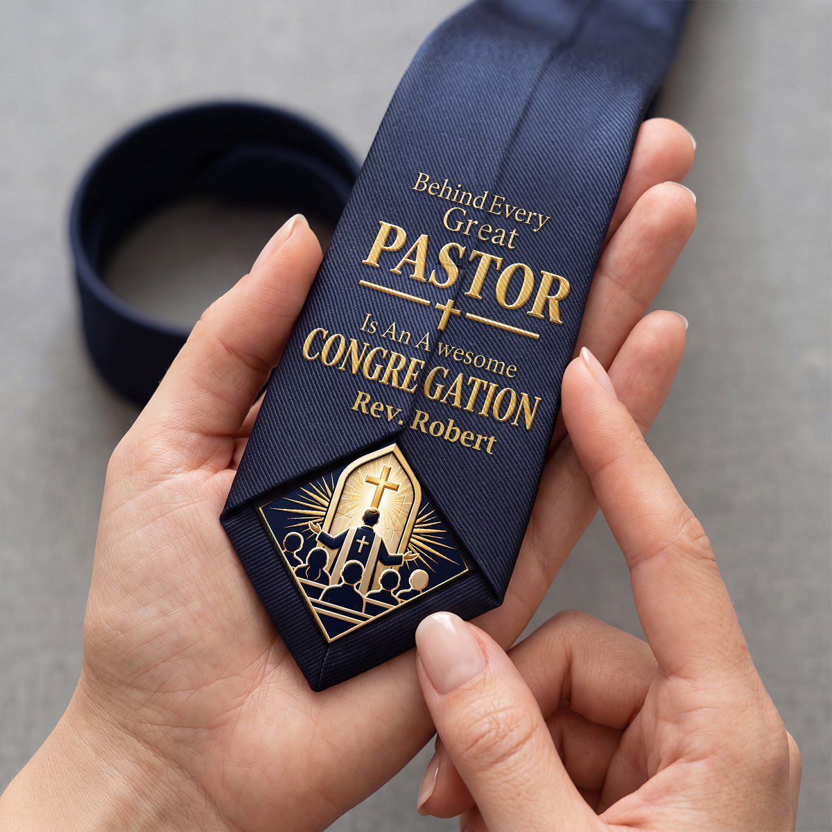 Behind Every Great Pastor Is An Awesome Congregation | Personalized Men Tie