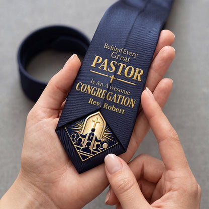 Behind Every Great Pastor Is An Awesome Congregation | Personalized Men Tie