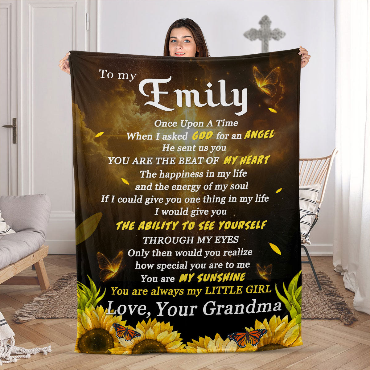 Unique Gift For Granddaughter | Personalized Fleece Blanket JSFBHLPA1518TA