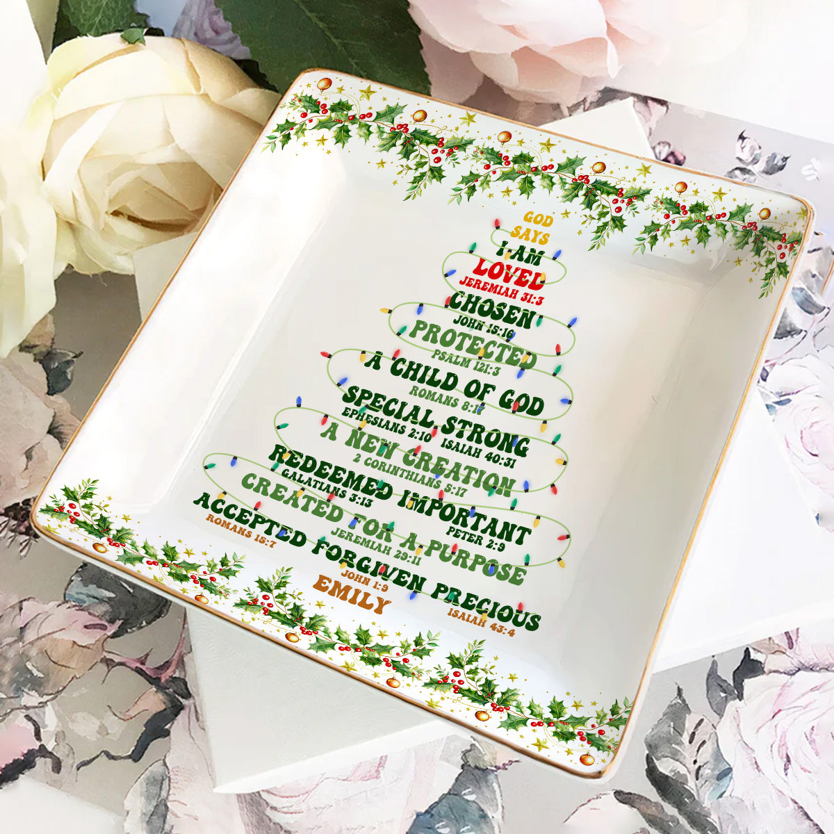 God Says I Am | Personalized Ceramic Ring Dish Square