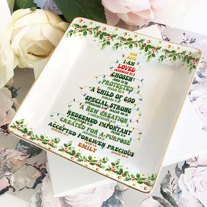 God Says I Am | Personalized Ceramic Ring Dish Square