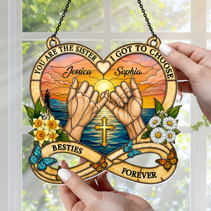 To My Bestie, Sister In Christ Birth Month Flower | Personalized Acrylic Suncatcher