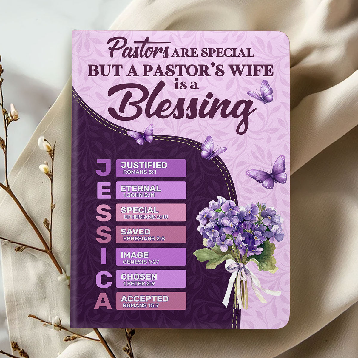 Pastor's Wife Is A Blessing | Personalized Leather Cover Notebook
