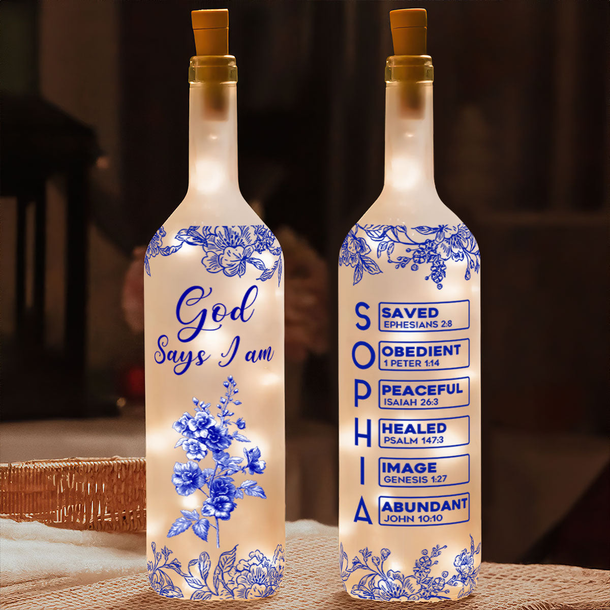 God Says I Am | Personalized Bottle Lamp