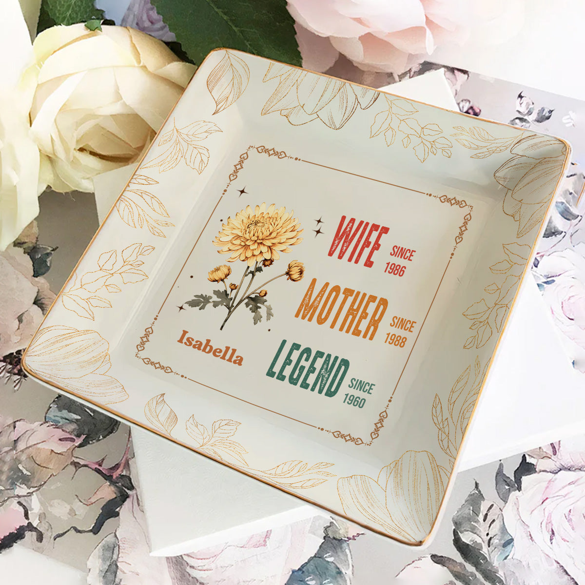 To My Loving Mom | Personalized Ceramic Ring Dish Square