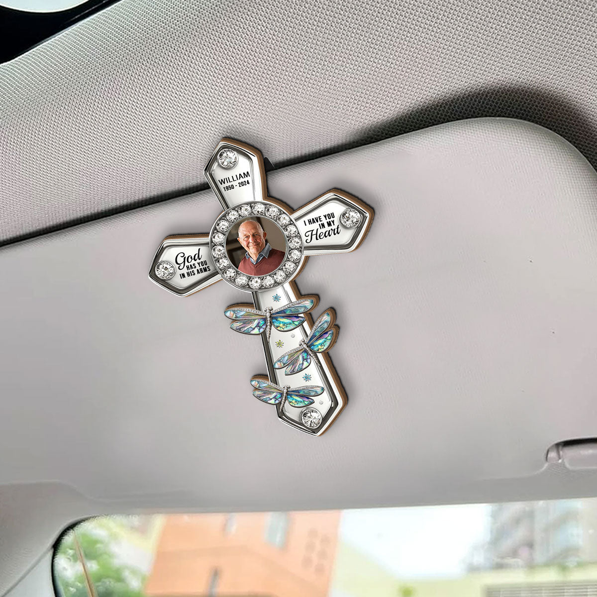 God Has You In His Arms I Have You In My Heart | Personalized Car Visor Clip