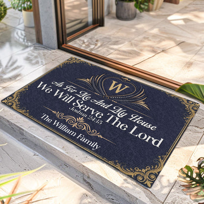 As For Me And My House We Will Serve The Lord | Personalized Doormat