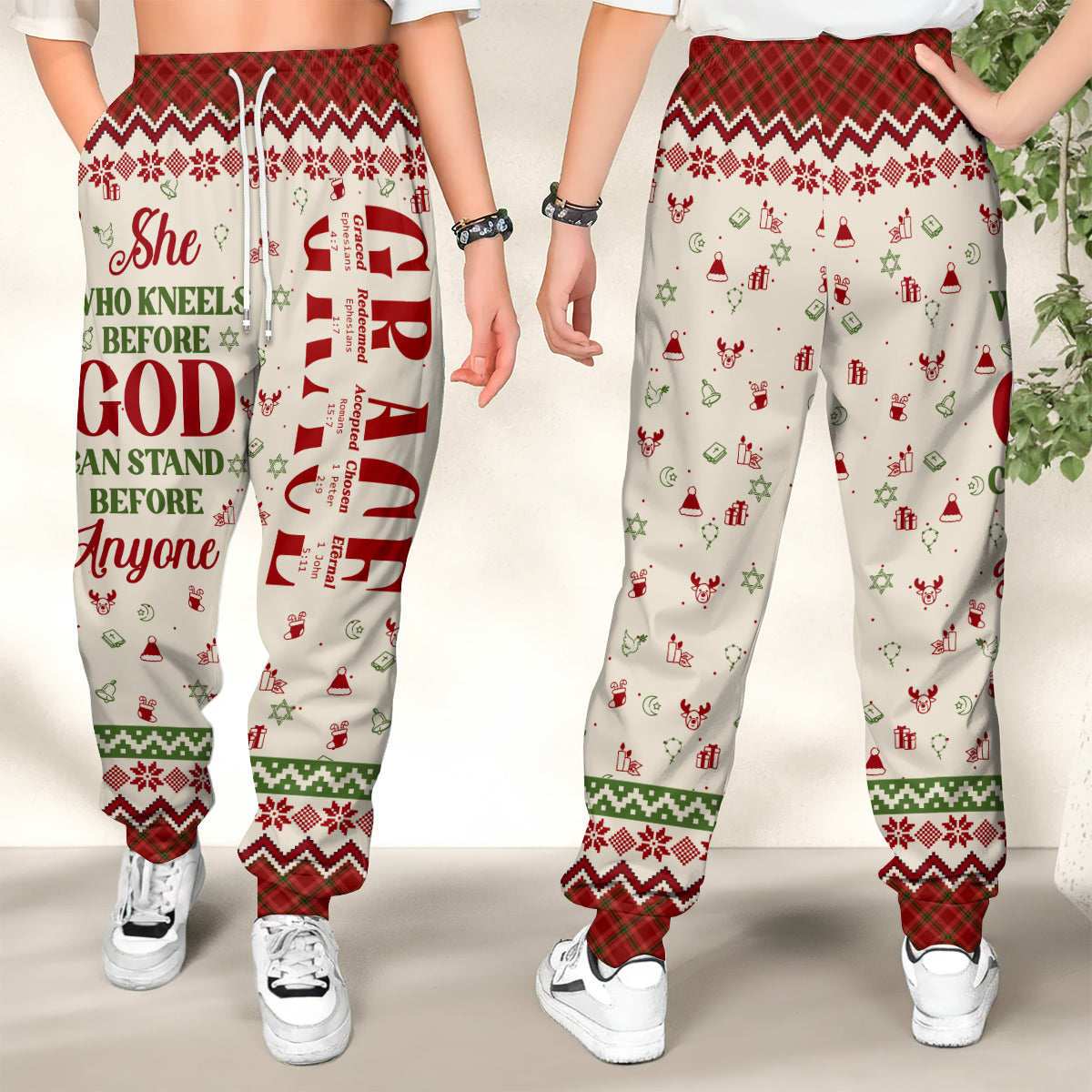 She Who Kneels Before God Can Stand Before Anyone | Personalized Sweatpants