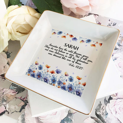 Consider How The Wild Flowers Grow | Personalized Jewelry Dish