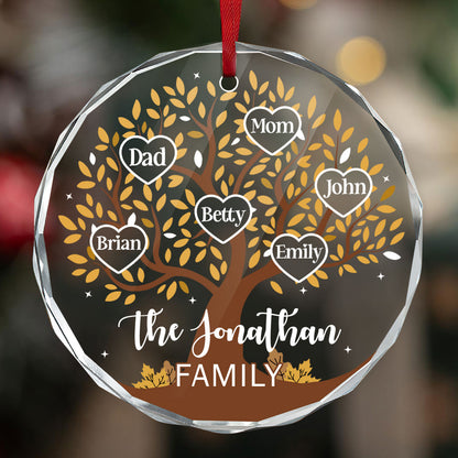 Family Tree A Family's Legacy Of Love | Personalized 1-Side Round Glass Ornament JSURGOPHLL2661T