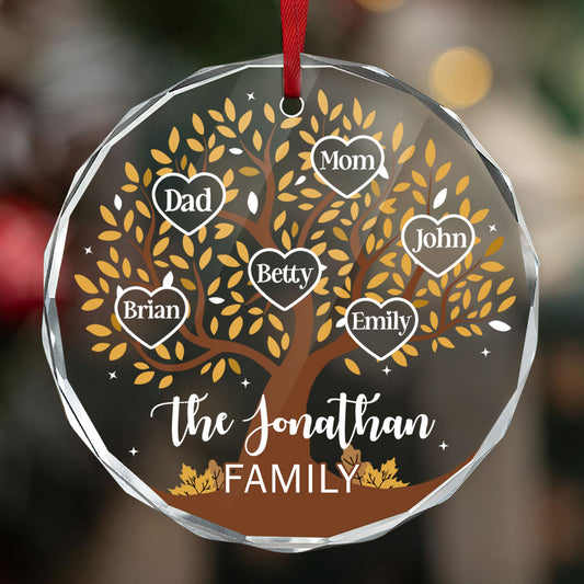 Family Tree A Family's Legacy Of Love | Personalized 1-Side Round Glass Ornament JSURGOPHLL2661T