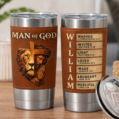 Man Of God | Personalized 20oz Leather Wrapped Tumbler