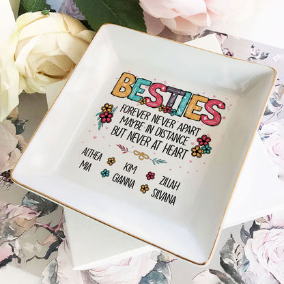 Sisters Forever Never Apart Maybe In Distance But Never At Heart | Personalized Jewelry Dish JSJDPH2031L