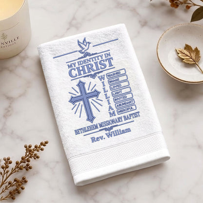 Chosen And Redeemed In Christ | Personalized Embroidered Fingertip Towel