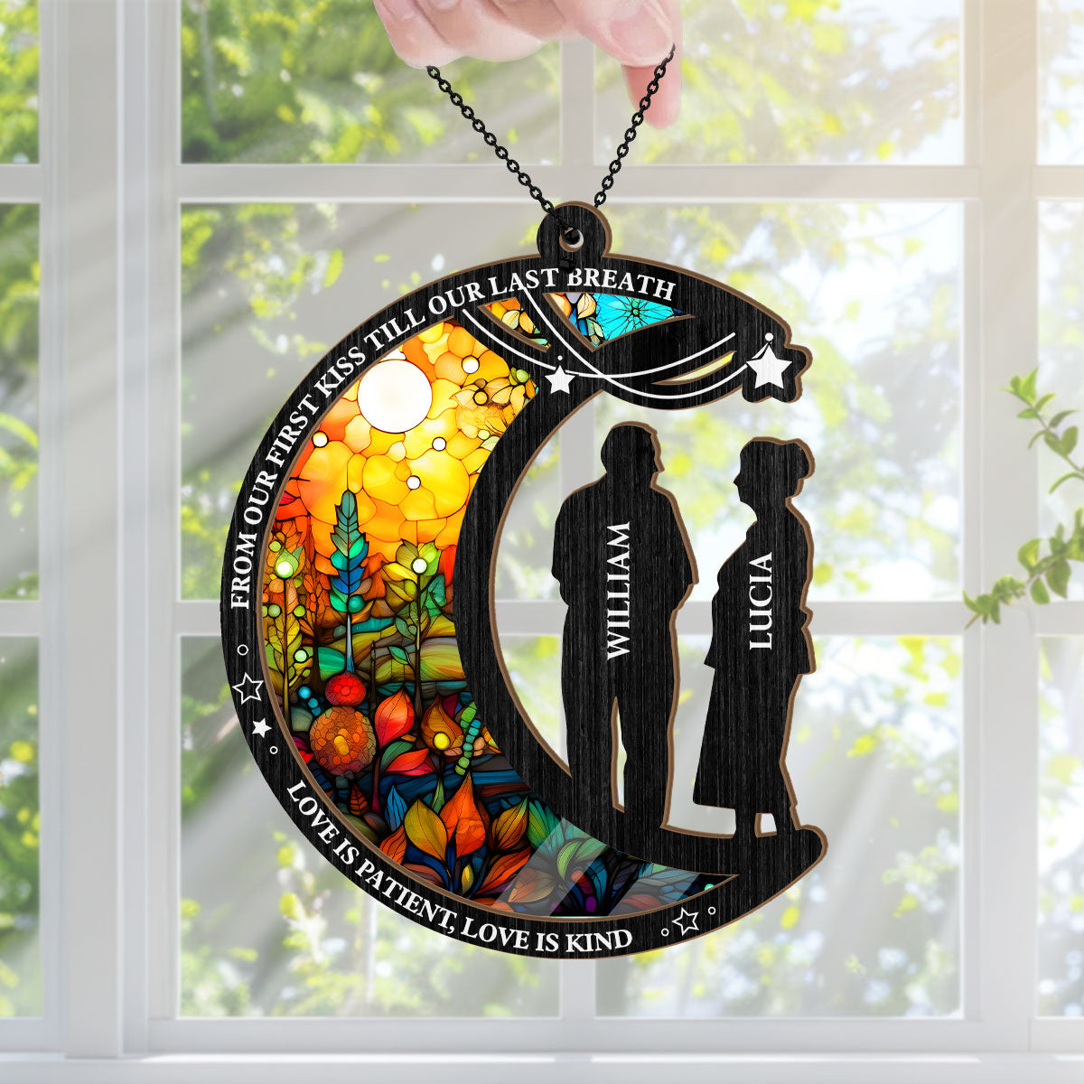 Love Is Patient Love Is Kind | Personalized Window Hanging Suncatcher JSWHSCHLHA1487M